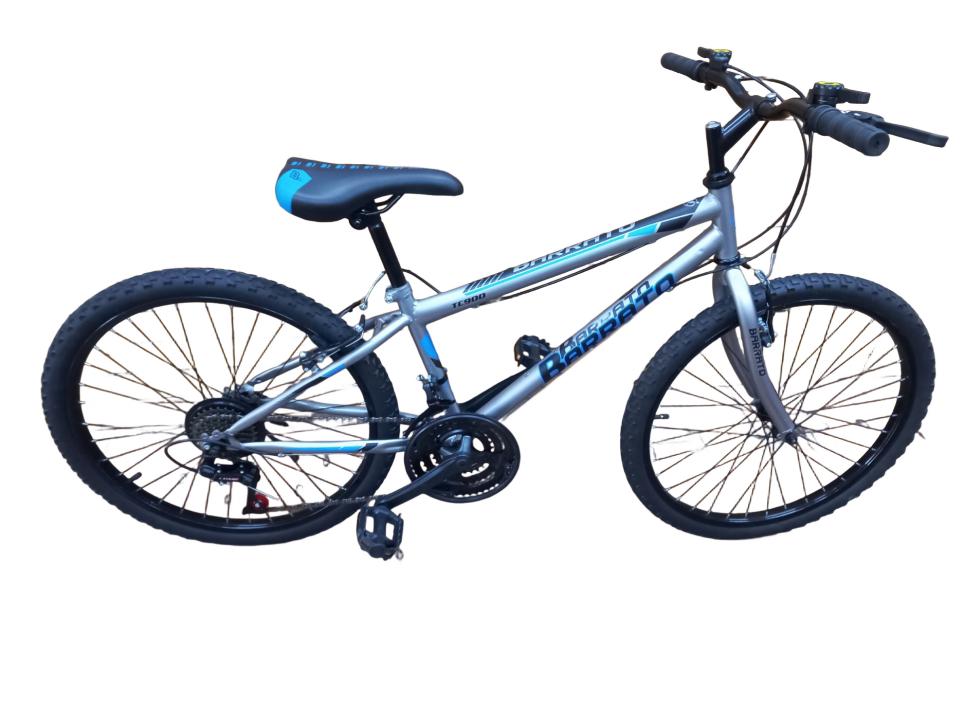 Blue children's bicycle on a white background