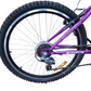 Close-up of a purple bicycle wheel with visible brand name on a white background