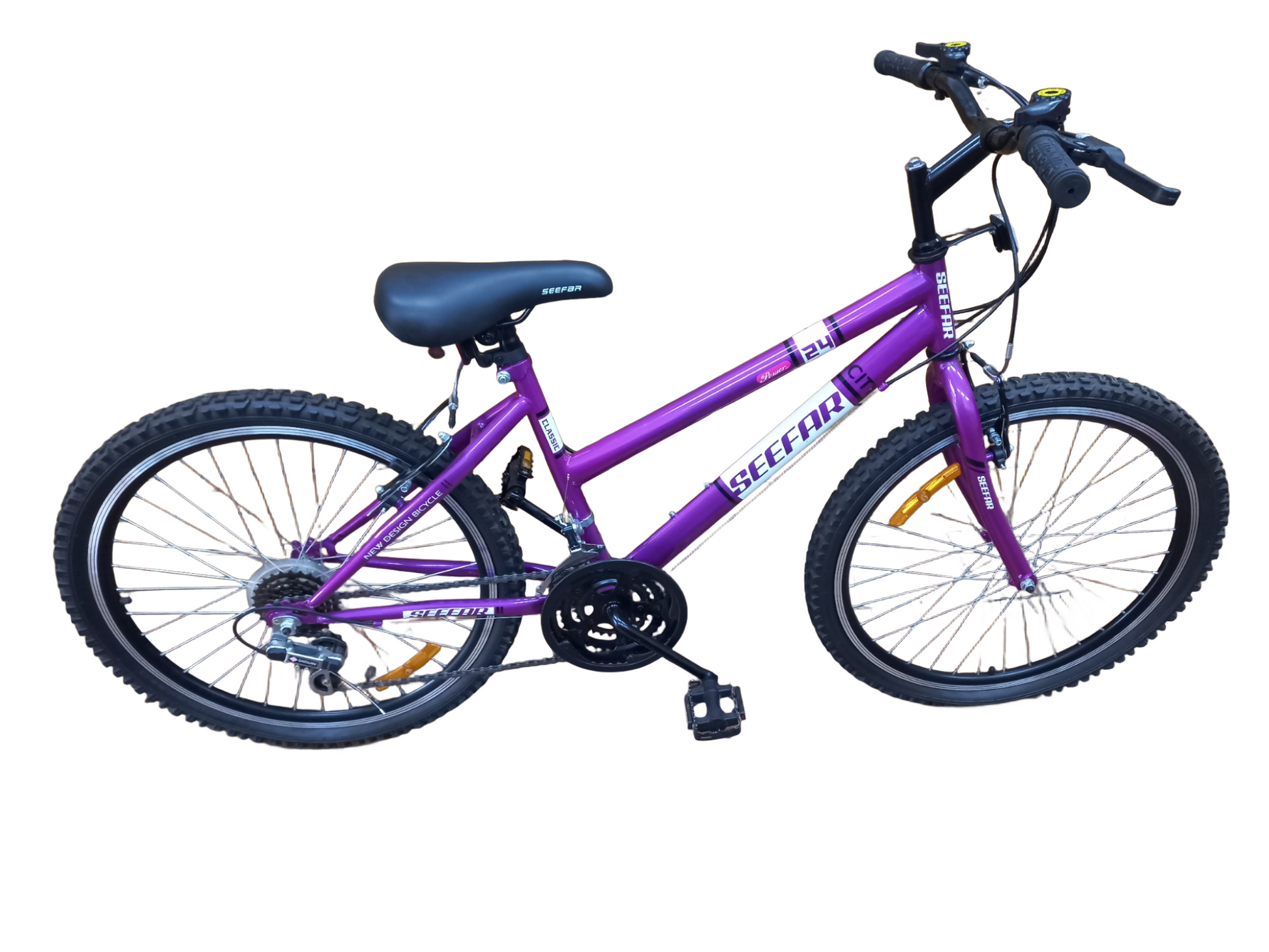 Purple children's bicycle on a white background
